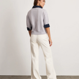 Esme Sweater Combo Top Light Heather Grey/Maritime Blue