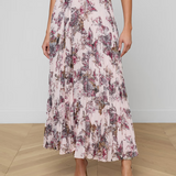 Torin Pleated Maxi Skirt Light Nectar Pink Small Butterfly Jungle