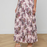 Torin Pleated Maxi Skirt Light Nectar Pink Small Butterfly Jungle