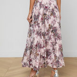 Torin Pleated Maxi Skirt Light Nectar Pink Small Butterfly Jungle