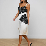 Fenna Silk Lace Dress Ivory/Black