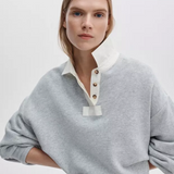Vintage Terry Oversized Polo Sweatshirt Heather Grey