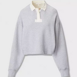 Vintage Terry Oversized Polo Sweatshirt Heather Grey