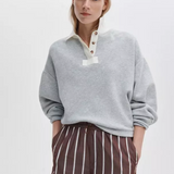 Vintage Terry Oversized Polo Sweatshirt Heather Grey