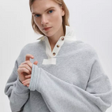 Vintage Terry Oversized Polo Sweatshirt Heather Grey