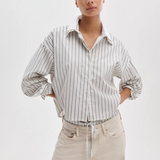 Marin Striped Combo Shirt Cream Stripe
