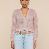 Blanca Sequin Cardigan Adobe Rose