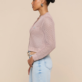 Blanca Sequin Cardigan Adobe Rose