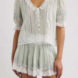 Maurelle Cotton Lace Blouse Eau de Nil