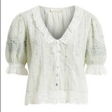 Maurelle Cotton Lace Blouse Eau de Nil