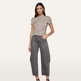 Ressi Fitted Tee Grey Multi Patch Leopard