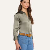 Dani Silk Blouse Smokey Olive