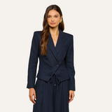 Risa Double-Breasted Blazer Midnight Lurex Pinstripe