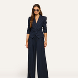 Risa Double-Breasted Blazer Midnight Lurex Pinstripe