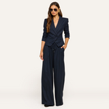 Risa Double-Breasted Blazer Midnight Lurex Pinstripe