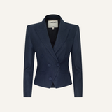 Risa Double-Breasted Blazer Midnight Lurex Pinstripe