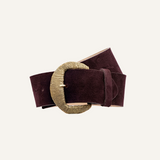 Roden Suede Belt Burgundy