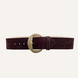 Roden Suede Belt Burgundy