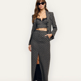 Odile Blazer Heather Grey/Black Polkadot