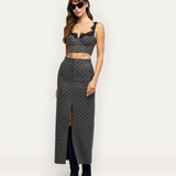 Maceline Skirt Heather Grey/Black Polkadot