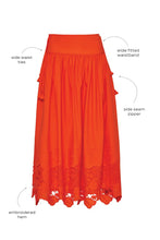 Nathalie Skirt Tangerine Tango Embroidery