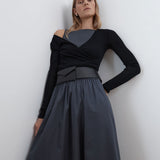 Bateau Cut Out Dress Graphite
