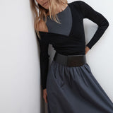 Bateau Cut Out Dress Graphite