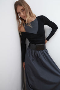 Bateau Cut Out Dress Graphite