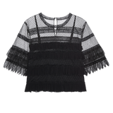 The Winter Mesh Flounce Top Black