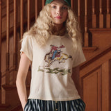 The Little Tee w/ Rider Graphic Washed White