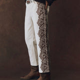 Lace Print Wayne Jean Cream/Brown