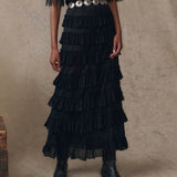 The Winter Mesh Flounce Skirt Black