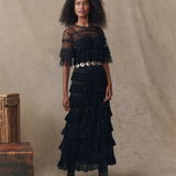 The Winter Mesh Flounce Skirt Black