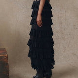 The Winter Mesh Flounce Skirt Black
