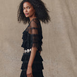 The Winter Mesh Flounce Top Black