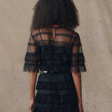 The Winter Mesh Flounce Top Black