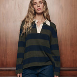 The Academy Polo Sweater Army League Stripe