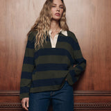 The Academy Polo Sweater Army League Stripe
