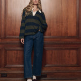The Academy Polo Sweater Army League Stripe