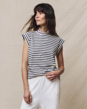 The Peak Shoulder Tee Vintage Blue Stripe