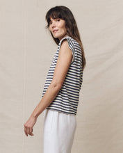 The Peak Shoulder Tee Vintage Blue Stripe