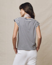 The Peak Shoulder Tee Vintage Blue Stripe