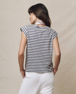 The Peak Shoulder Tee Vintage Blue Stripe