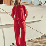 The Micro Terry Horseshoe Sweatpant Pimento