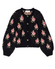 The Carousel Cardigan Black Heirloom Rose