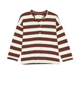 The Shrunken Henley Cognac Stripe