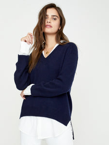 Looker Layered V-Neck Sweater Navy
