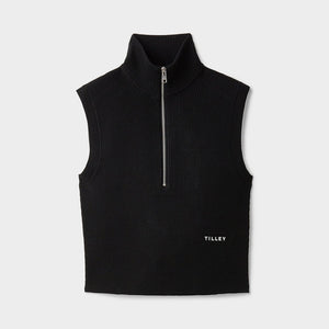 Stretch Merino Sleeveless Turtleneck Black