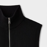 Stretch Merino Sleeveless Turtleneck Black