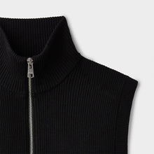 Stretch Merino Sleeveless Turtleneck Black
